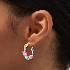 Mixed Beaded Hoop Earrings ,