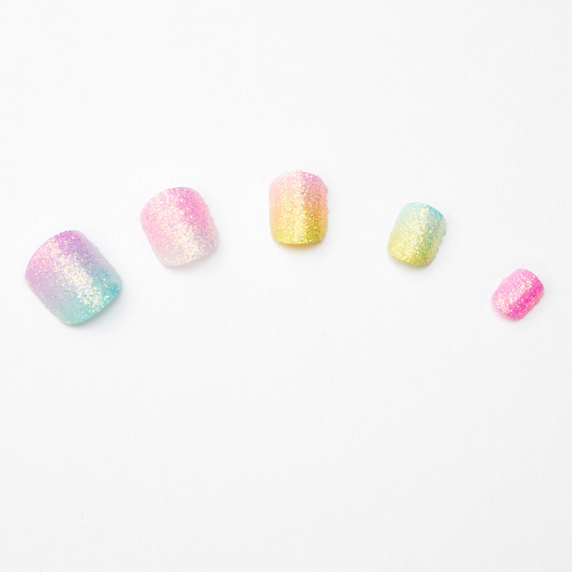 Pastel Rainbow Glitter Square Press On Faux Nail Set - 24 Pack,