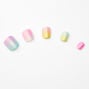 Pastel Rainbow Glitter Square Press On Faux Nail Set - 24 Pack,