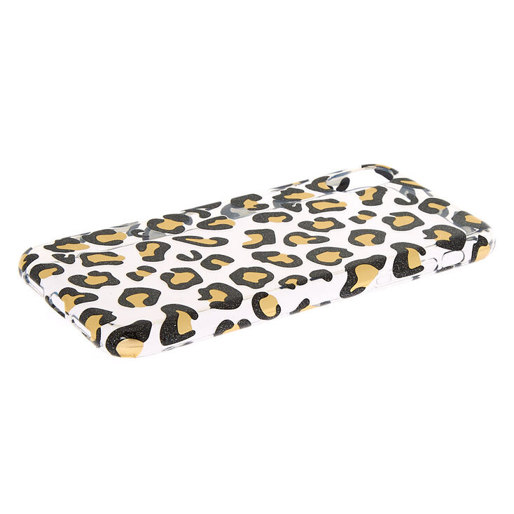 Black &amp; Gold Glitter Leopard Phone Case - Fits iPhone XR,