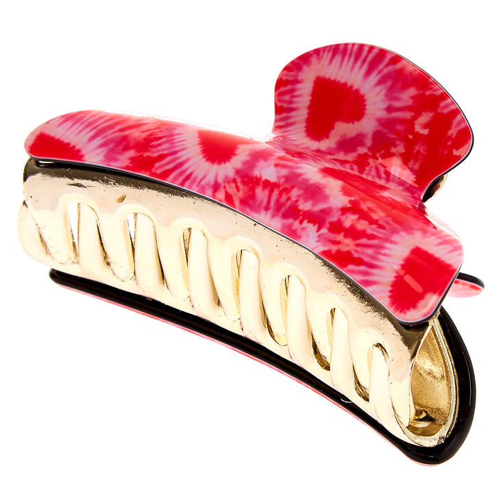 Claire's Pince à cheveux cœurs tie-dye - Rose