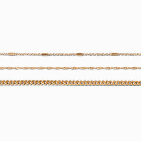 Claire&#39;s Recycled Jewellery Gold-tone Mixed Chain Bracelets - 3 Pack,