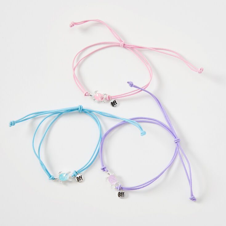 Bracelets en cordon r&eacute;glables tortue pastel best friends - Lot de 3,