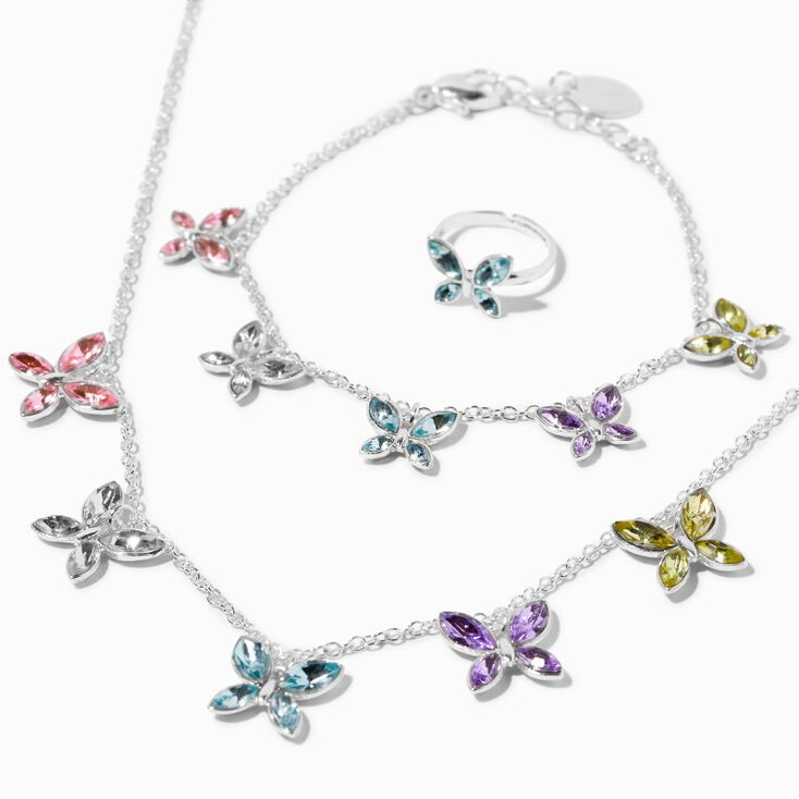Claire&#39;s Club Silver Butterfly Jewelry Set - 3 Pack,