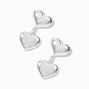 Silver-tone Puffy Double Heart Drop Earrings,