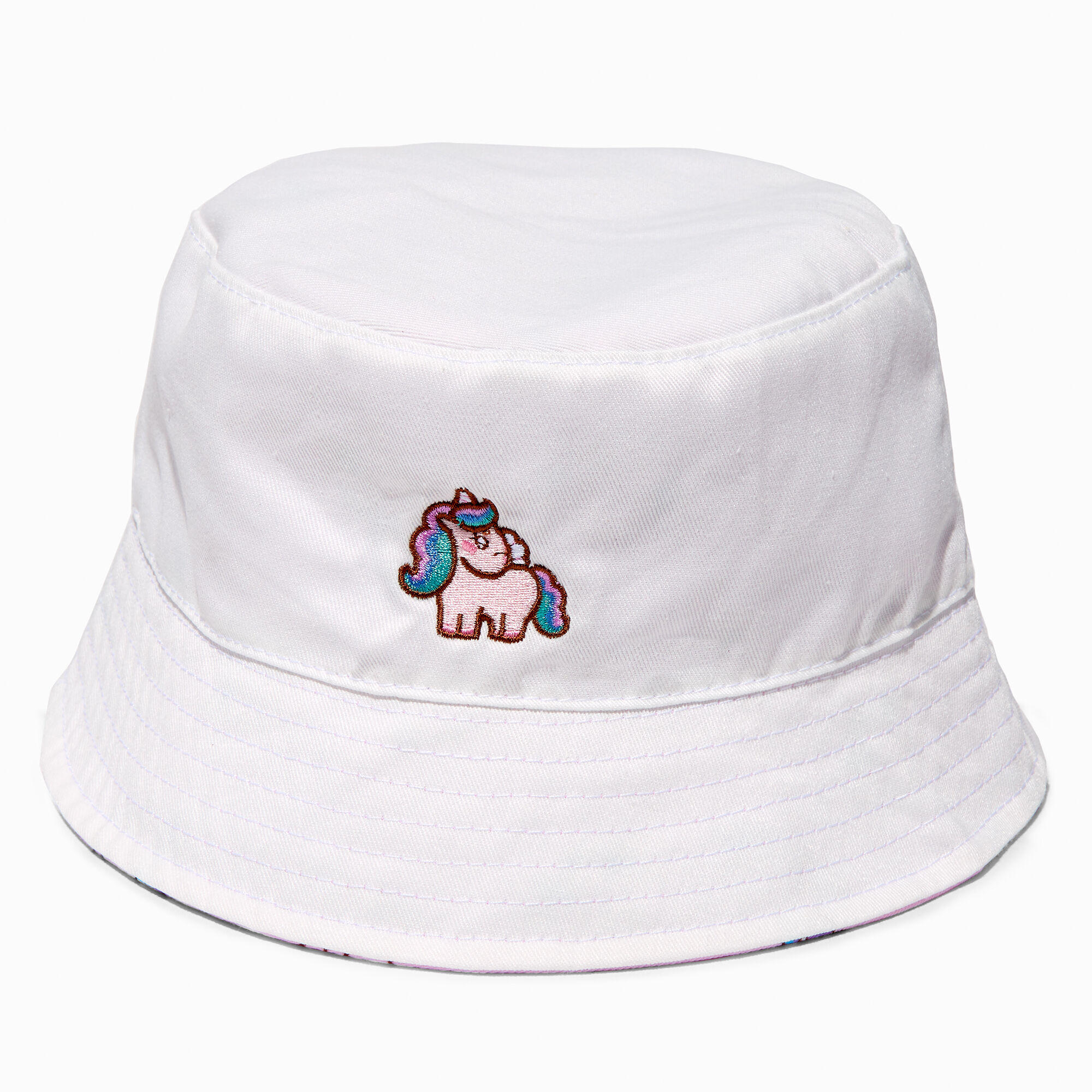 View Claires Club Unicorn Bucket Hat White information