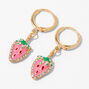 Gold 15MM Strawberry Huggie Hoop Earrings,