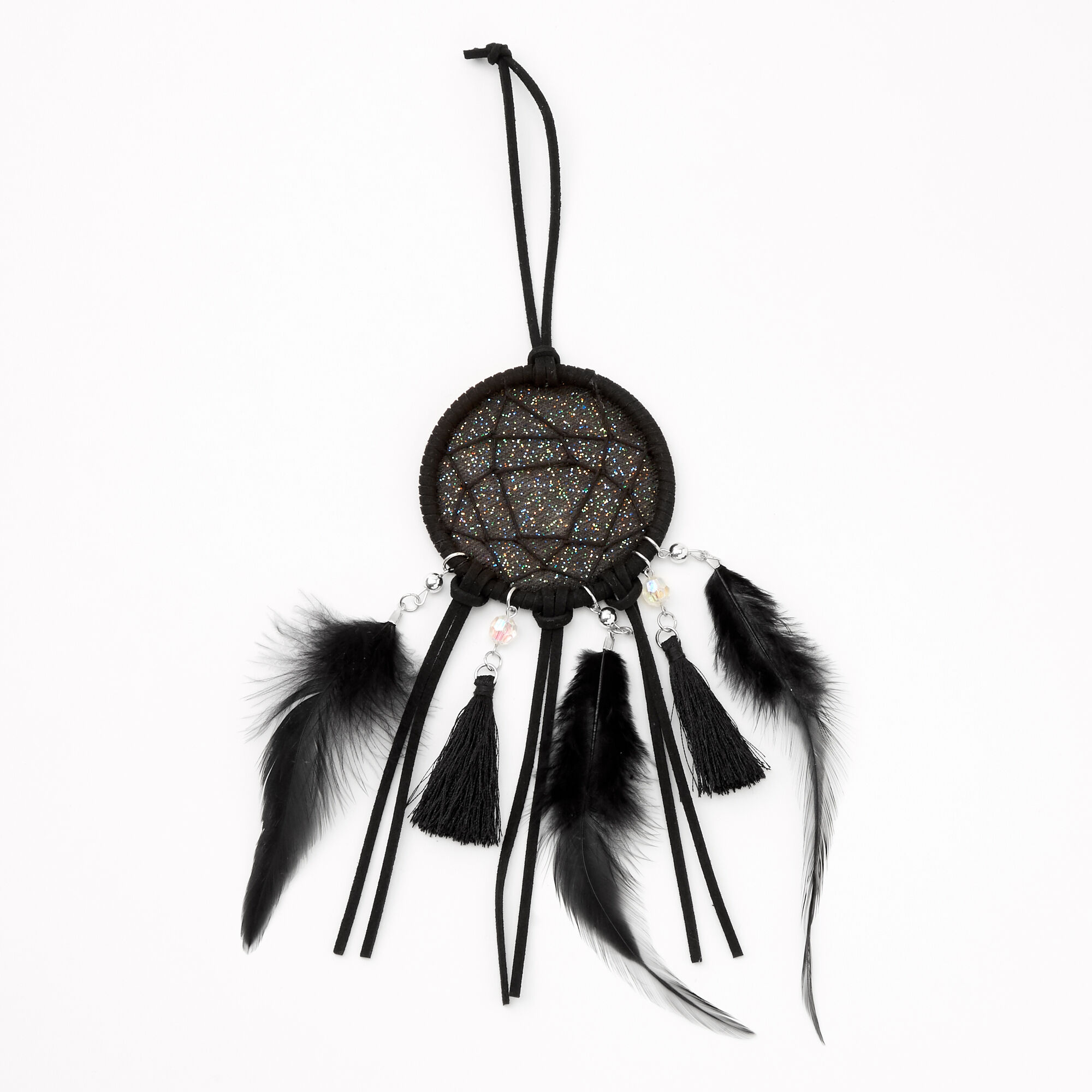 Small Glitter Feather Hanging Wall Art - Black,