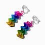 Rainbow Coil Clip-On Drop Earrings,