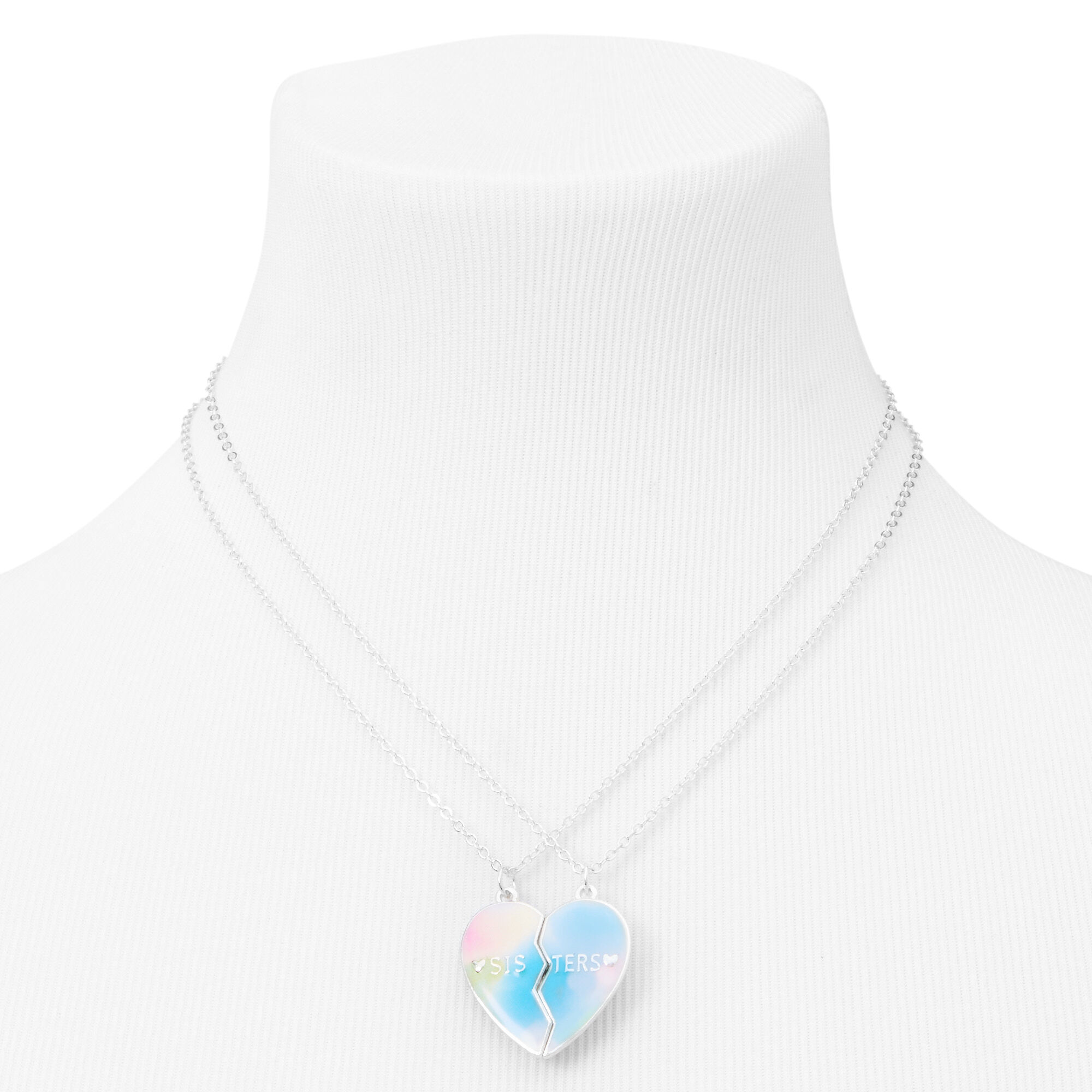 Best Friends Pastel Ombré Heart Pendant Necklaces - 2 Pack,
