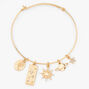 Gold Celestial Charm Bangle Bracelet,