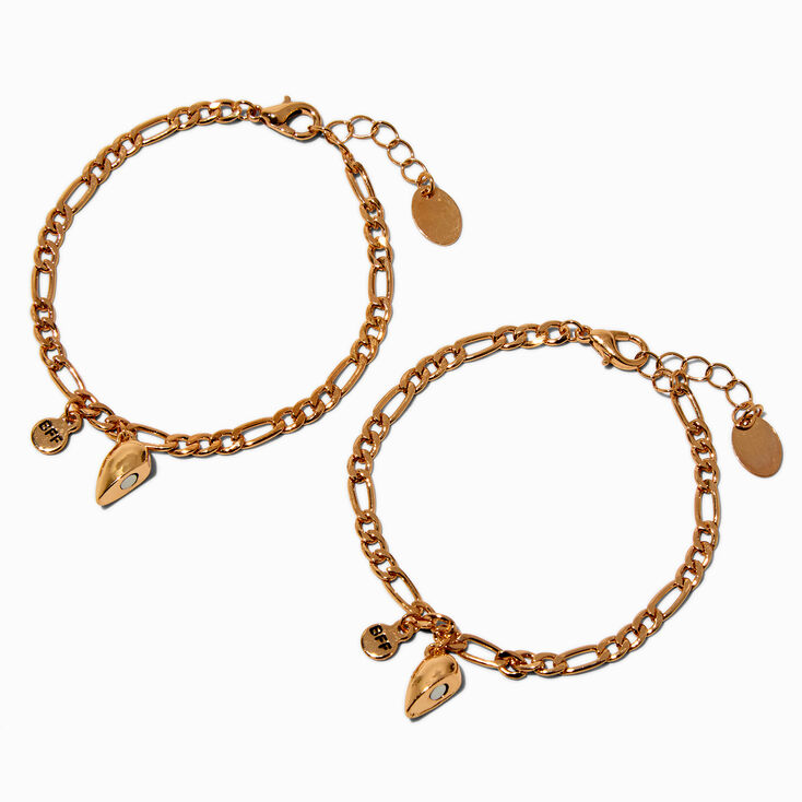 Best Friends Gold-tone Split Heart Charm Bracelets - 2 Pack,