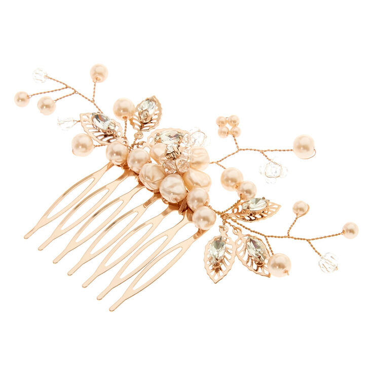 Rose Gold Faux Pearl Flower Hair Comb - Blush | Claire's