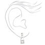 Silver Heart Lock &amp; Key Dangly Stud Earrings - 3 Pack,