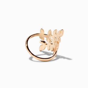 Rose Gold Embellished Leaf Ring,