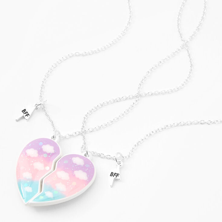 Best Friends Glow In The Dark Pastel Split Heart Necklaces - 2 Pack,