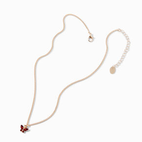 Gold-Tone Butterfly Birthstone Pendant Necklace - January,