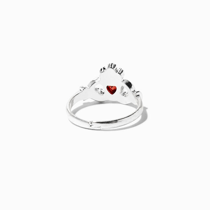 Silver Claddagh Birthstone Ring - July,