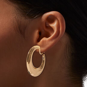 Gold-tone Chunky 40mm Clip-On Hoop Earrings,