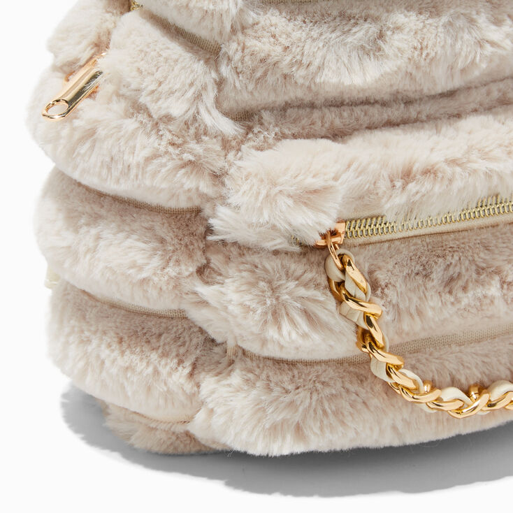 Ivory Furry Backpack,