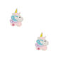 Boucles d&#39;oreilles sorbet licorne en argent,