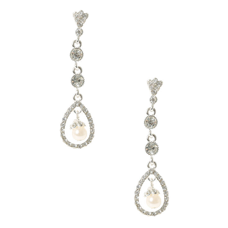 Crystal and Pearl Swing Drop Earrings,