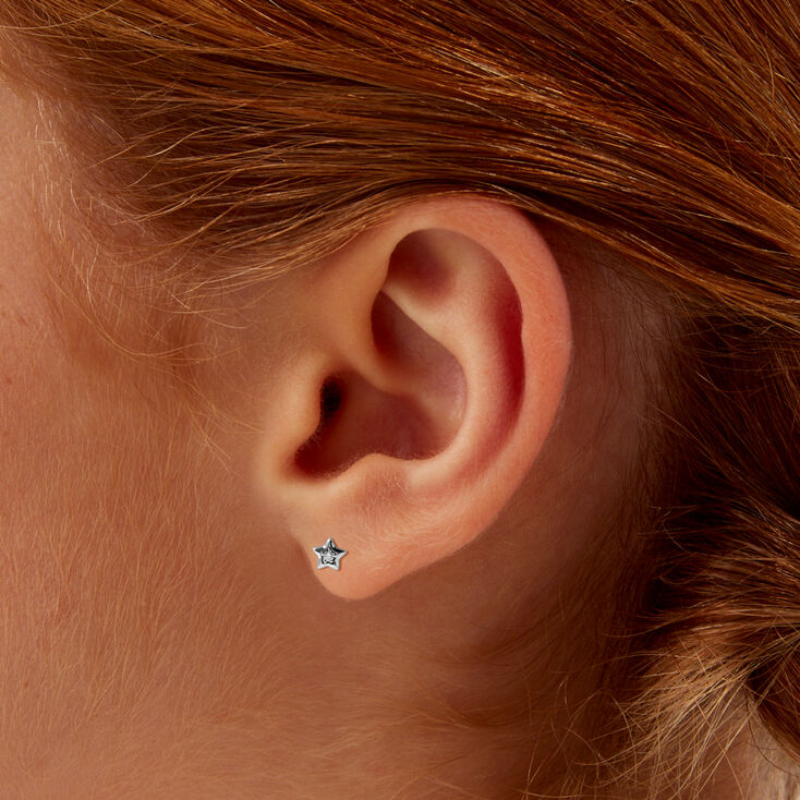 C LUXE by Claire&#39;s Sterling Silver 1/20 ct. tw. Lab Grown Diamond Star Stud Earrings,