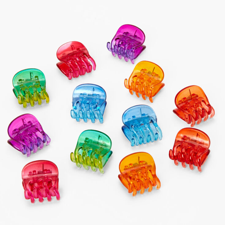 Mini pinces &agrave; cheveux arc-en-ciel effet d&eacute;grad&eacute; - Lot de 12,