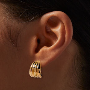 Gold-tone Illusion Bean Stud Earrings,