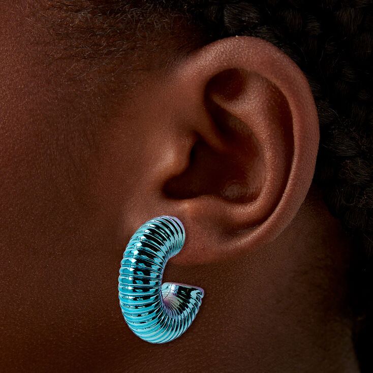 Cr&eacute;oles &eacute;paisses en spirale anodis&eacute;es bleues,