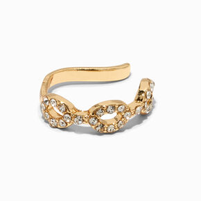 Gold Crystal Chainlink Faux Lip Ring,