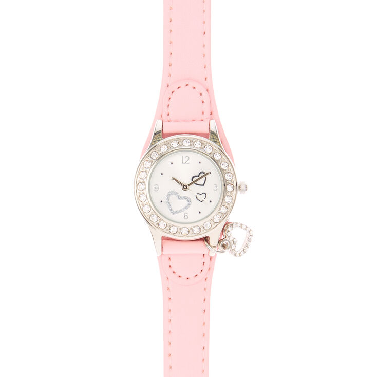 Pink Heart Charm Wrist Watch,