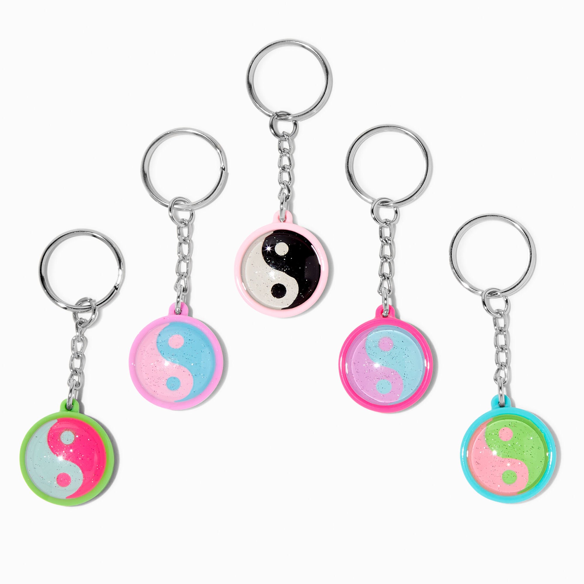 Yin Yang Best Friends Glitter Keychains - 5 Pack,