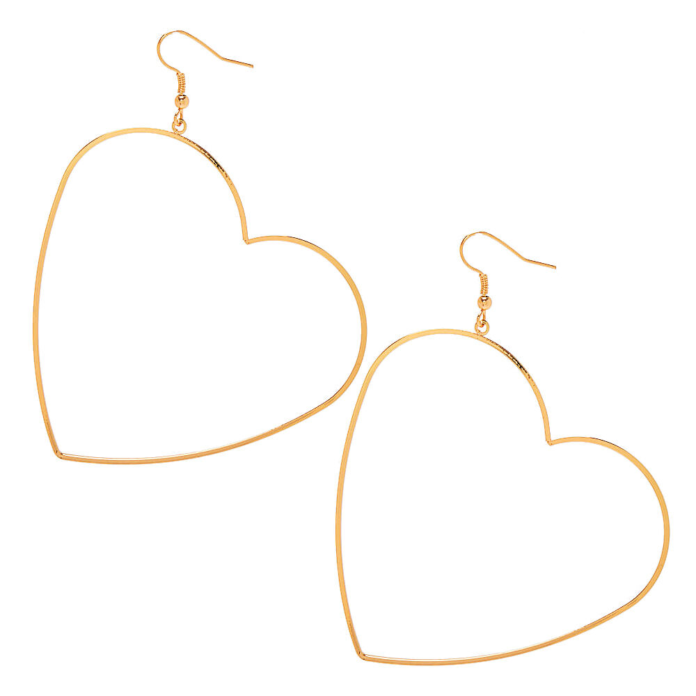 Gold 60MM Heart Hoop Earrings Claire s US