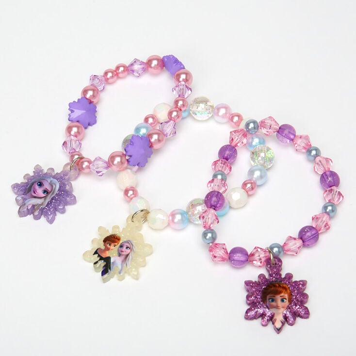 Bracelets &eacute;lastiques perl&eacute;s violets La Reine des Neiges&nbsp;2 &copy;Disney - Lot de 3,