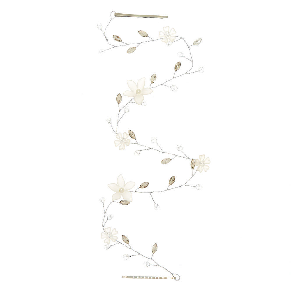 Silver Frosted Flower Hair Vine,