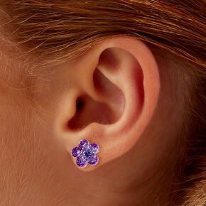 Purple Flower Acrylic Stud Earrings,