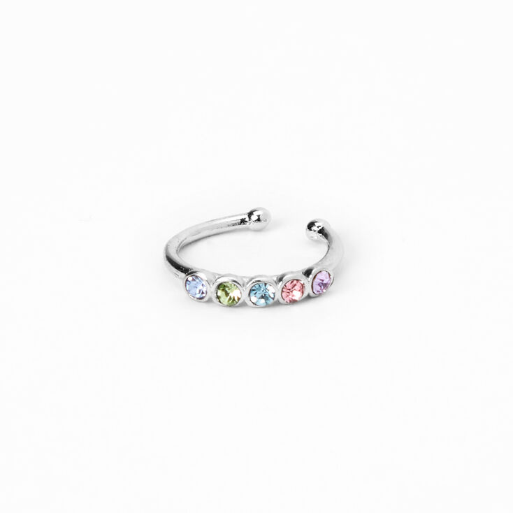 Pastel Crystals Faux Septum Nose Ring,