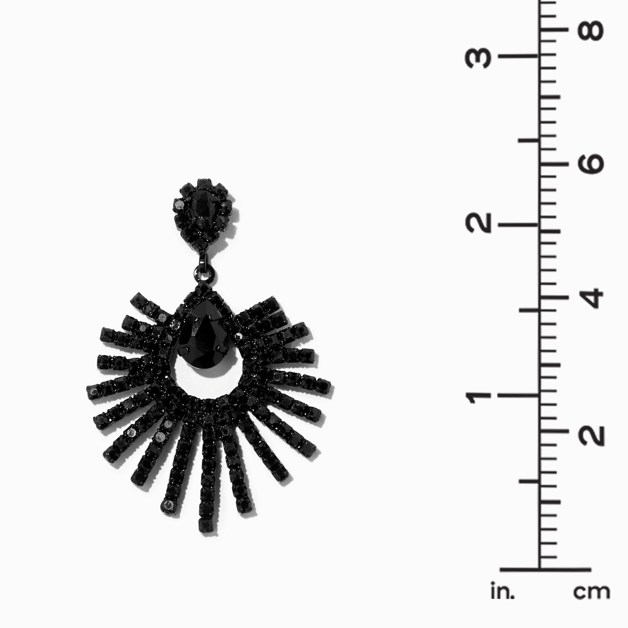 Black 1" Rhinestone Chandelier Drop Earrings,