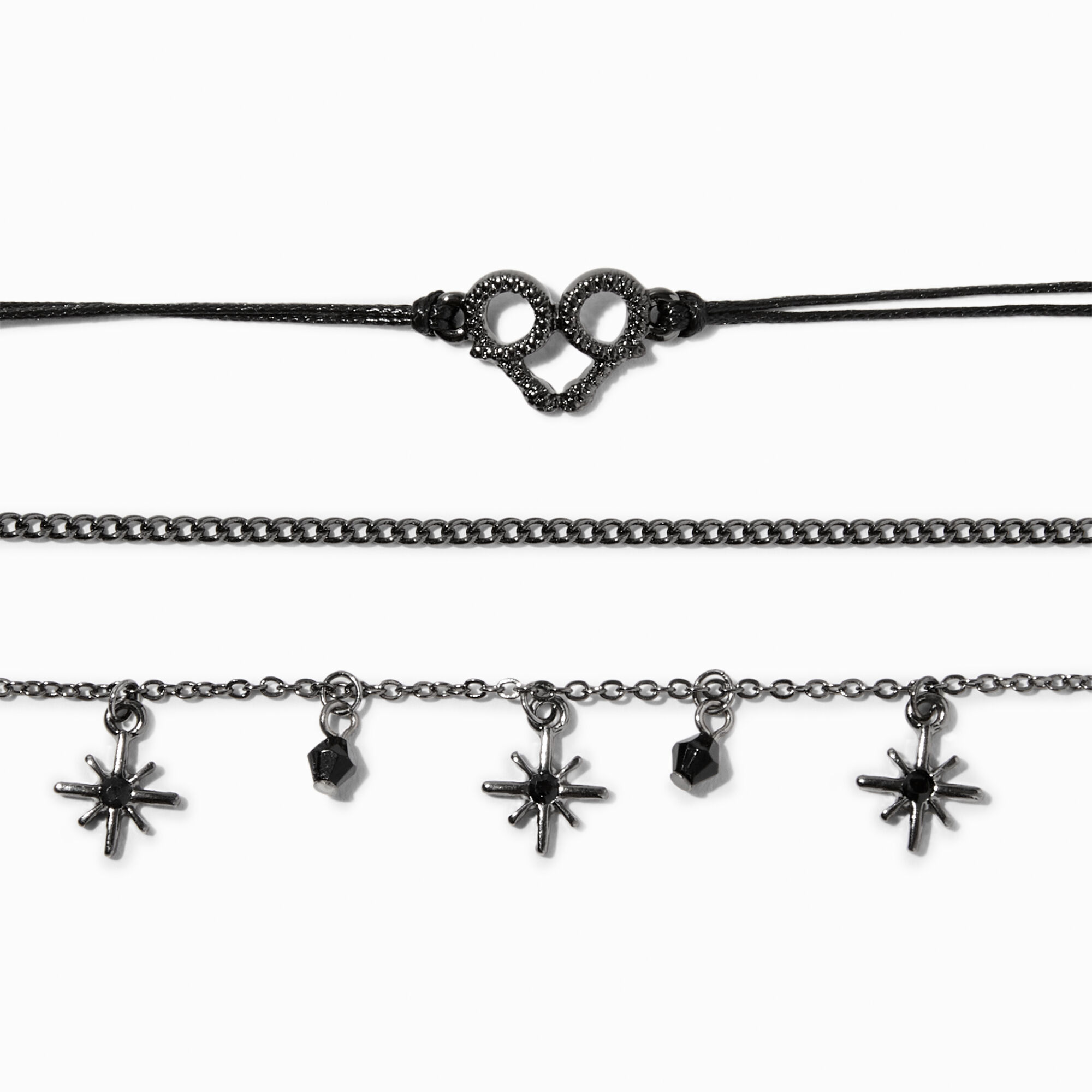 Hematite Pretzel & Starburst Bracelet Set - 3 Pack,