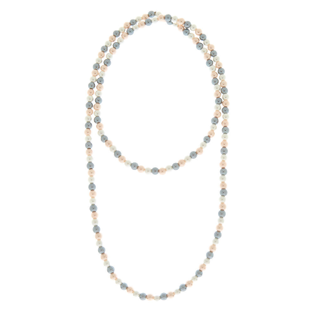 Long Glass Pearl Necklace,