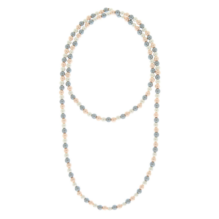 Long Glass Pearl Necklace,