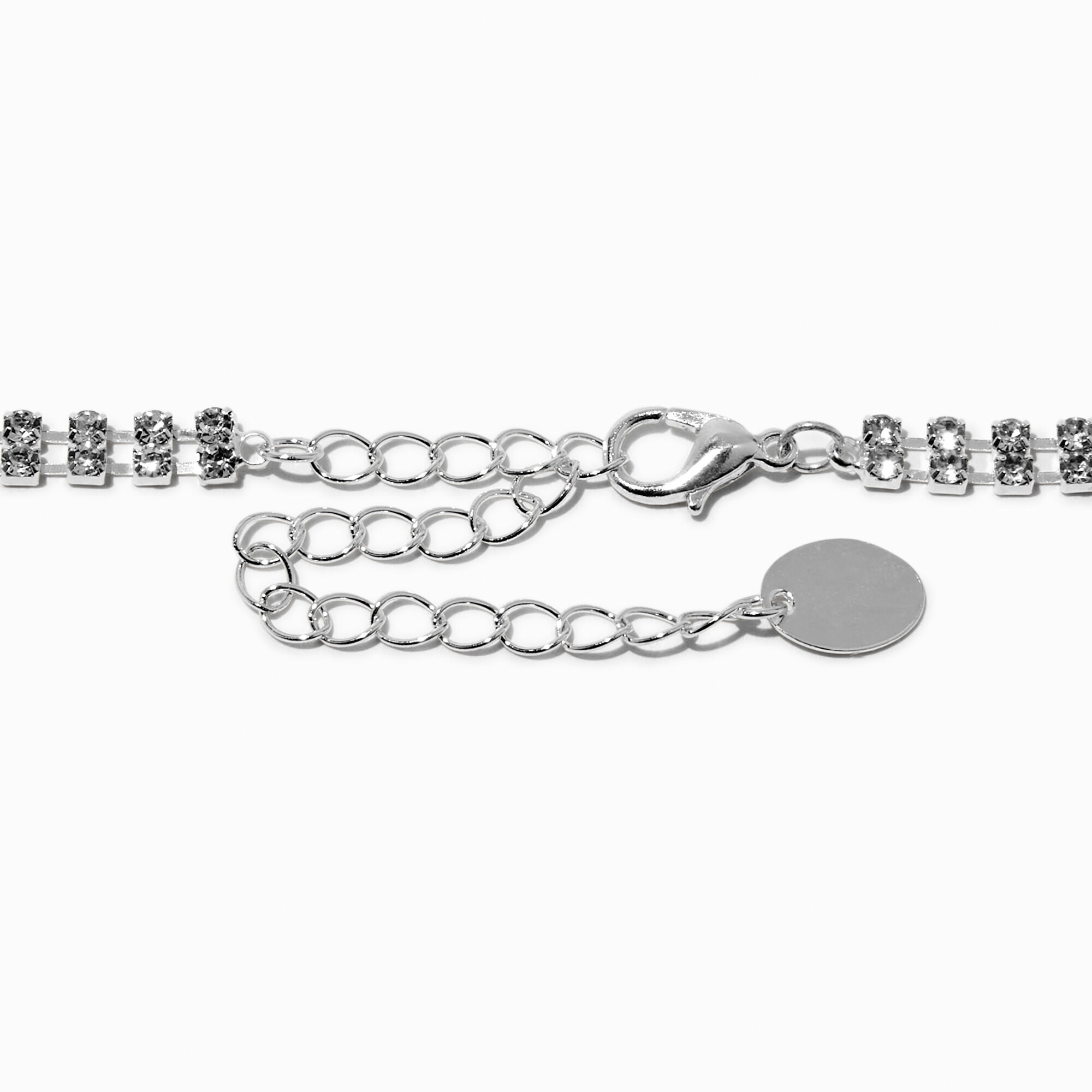 Silver-tone Rhinestone Star Choker Necklace ,
