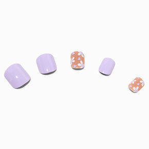 Purple Daisy Square Press On Vegan Faux Nail Set - 24 Pack,