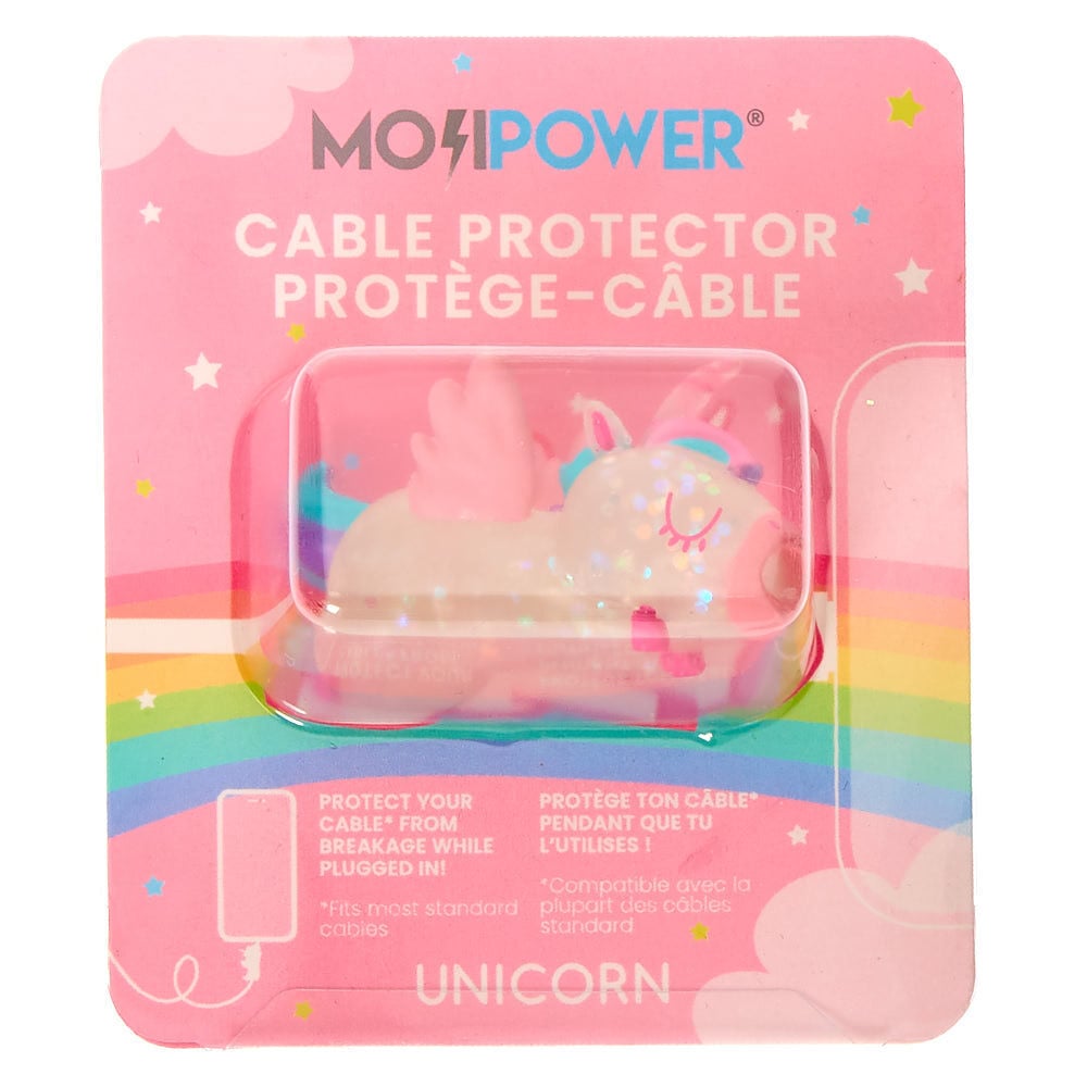 MojiPower® Glitter Unicorn Cable Protector - Clear,