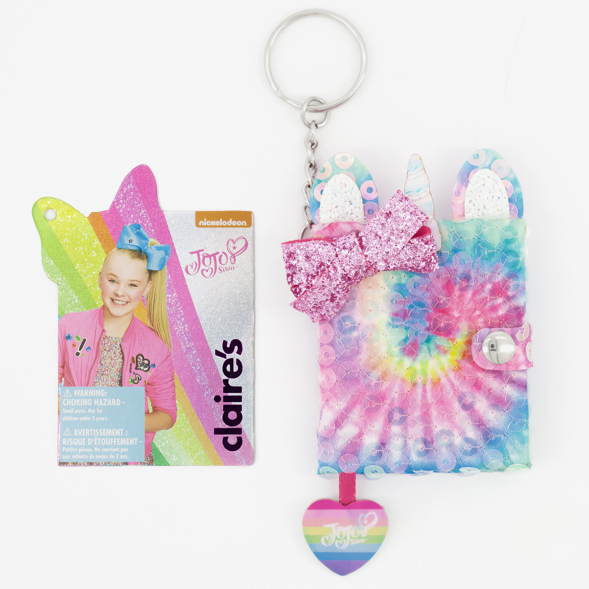 Claire's Porte-clés mini journal intime licorne tie-dye JoJo Siwa™ - Arc-en-ciel