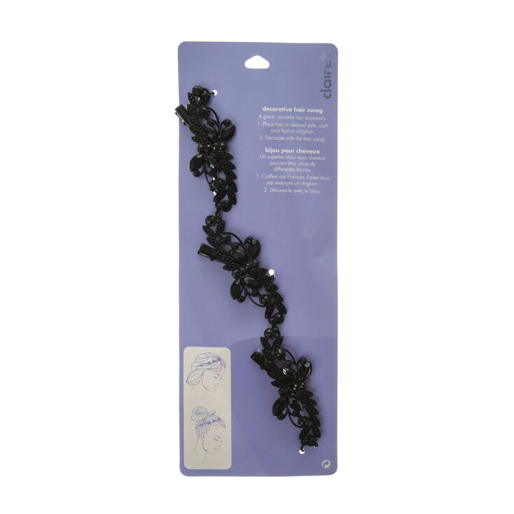 Black Crystal Vine Hair Swag,