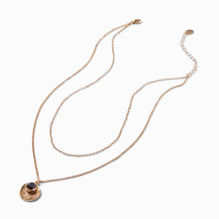 Collier multi-rangs pendentif pi&egrave;ce couleur dor&eacute;e,