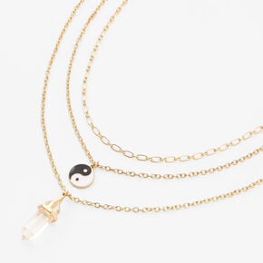Gold Yin Yang Multi Strand Chain Necklace,