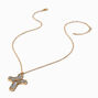 Collier &agrave; pendentif croix en strass couleur dor&eacute;e,